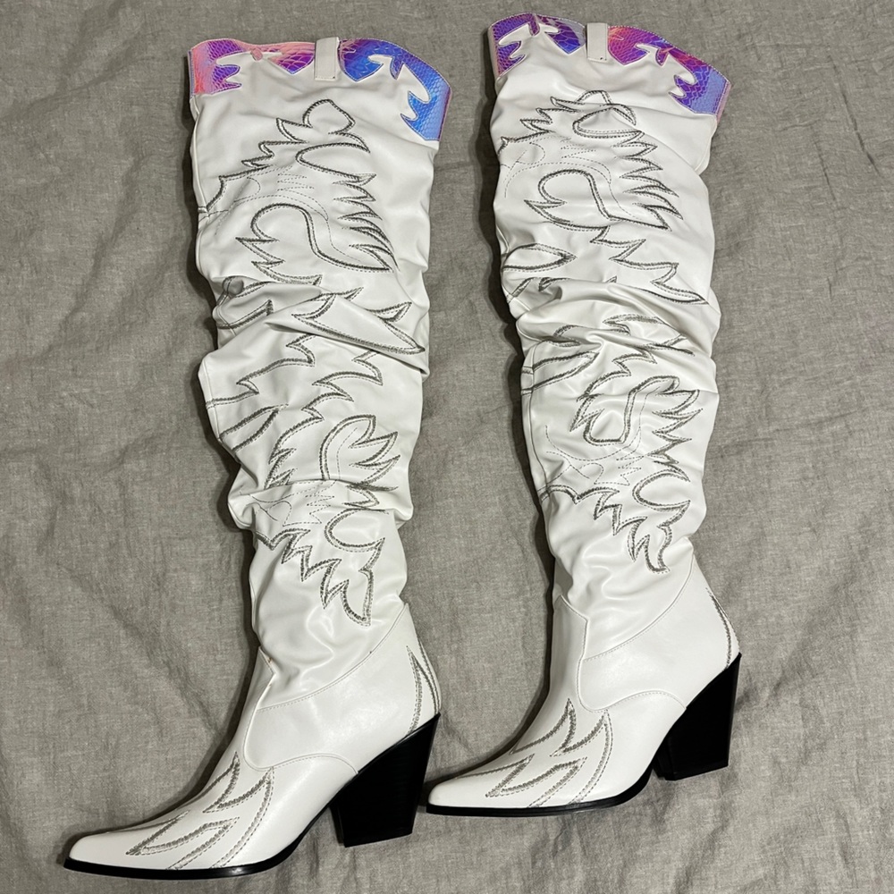 KELSEY-21 - WHITE- THIGH HIGH- BOOTS by CAPE ROBBIN SIZE 9